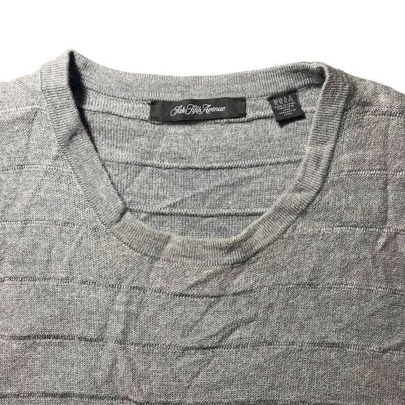 Saks Fifth Avenue Sweater 100% Merino Wool Textured Knit Pullover Gray Size XL - Picture 2 of 8